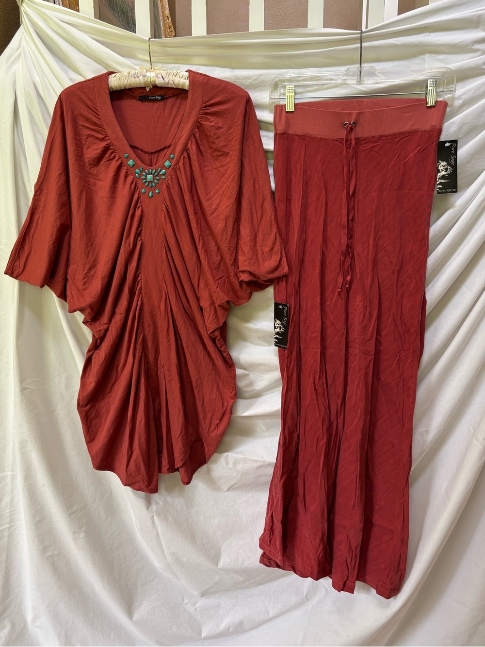 NWT Draped Beaded Top Dress & Skirt size S ~ made USA